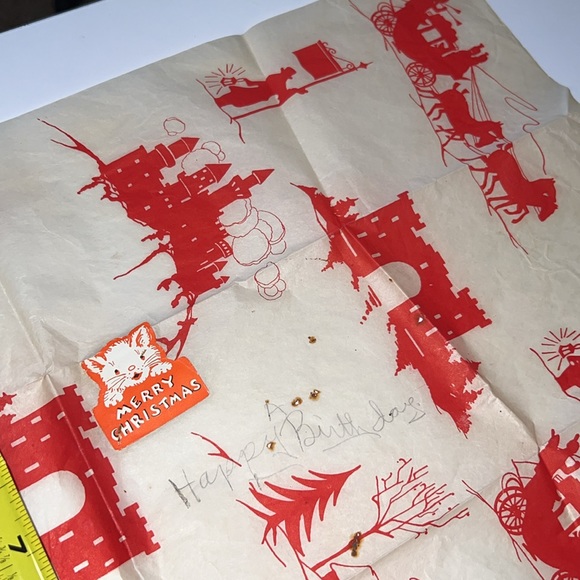 Antique 20’s? Gift paper Merry Christmas holiday tissue paper vintage - Picture 4 of 5